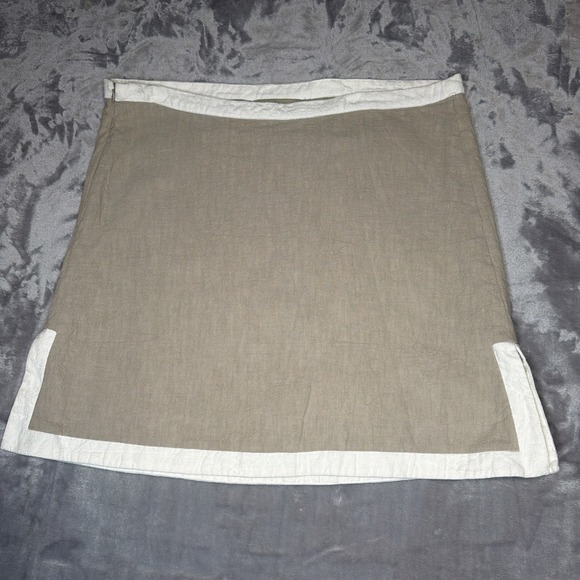Sabo Skirt Dresses & Skirts - SABO Linen Blend Mini Skirt Women's XL US 10 Beige Contrast Trim Lined